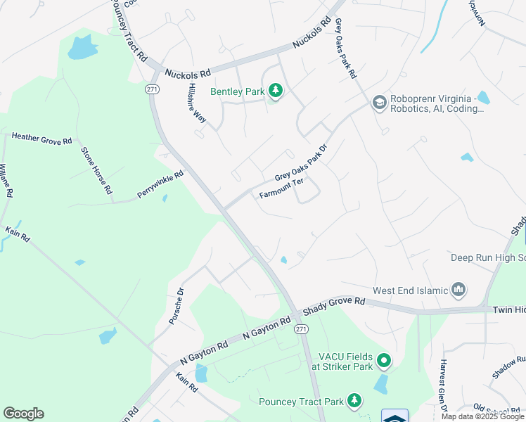 map of restaurants, bars, coffee shops, grocery stores, and more near 5101 Farmount Terrace in Glen Allen
