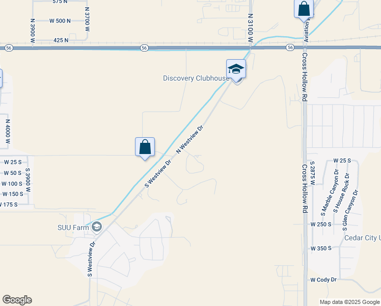 map of restaurants, bars, coffee shops, grocery stores, and more near 22-50 North Westview Drive in Cedar City