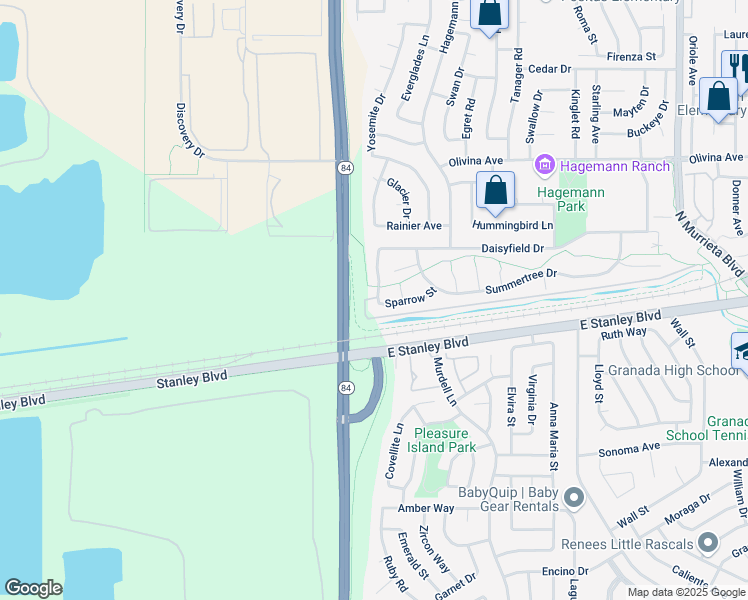 map of restaurants, bars, coffee shops, grocery stores, and more near 16 Rockrose Street in Livermore