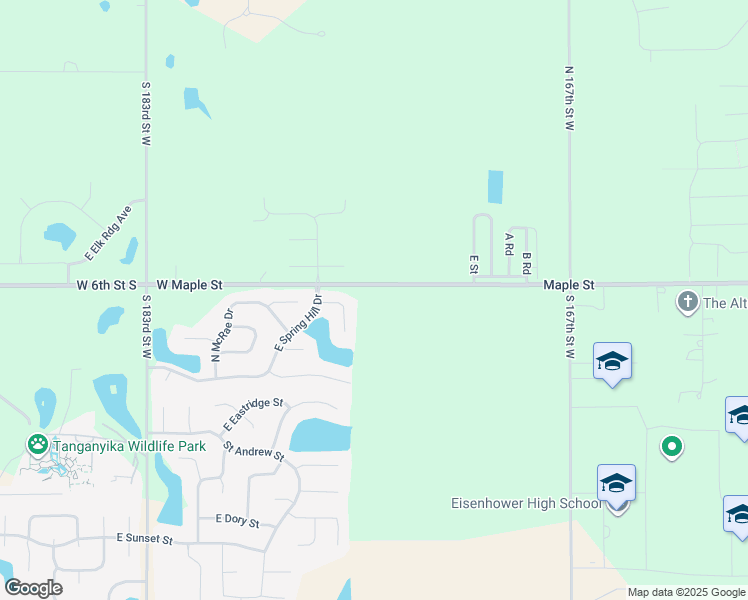 map of restaurants, bars, coffee shops, grocery stores, and more near 17515 West Maple Street in Goddard