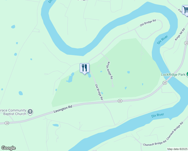 map of restaurants, bars, coffee shops, grocery stores, and more near 52 Old Bridge Road in Danville