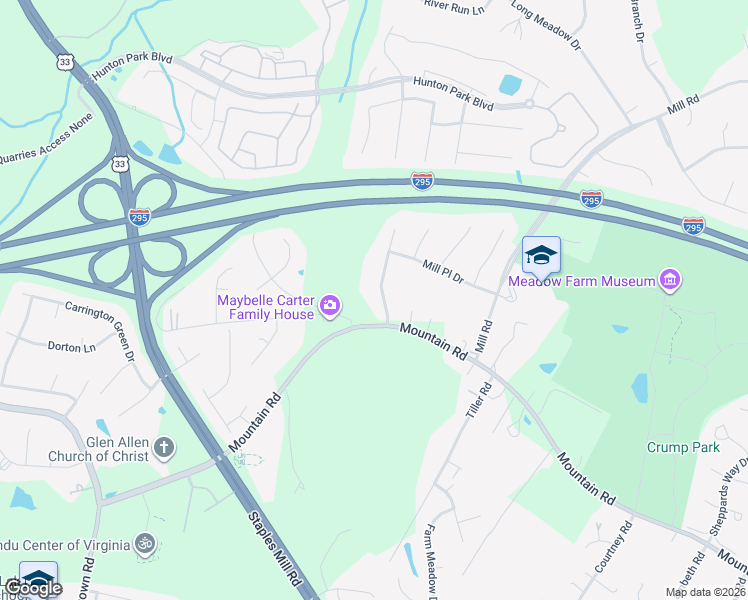 map of restaurants, bars, coffee shops, grocery stores, and more near 11370 Old Mountain Road in Glen Allen