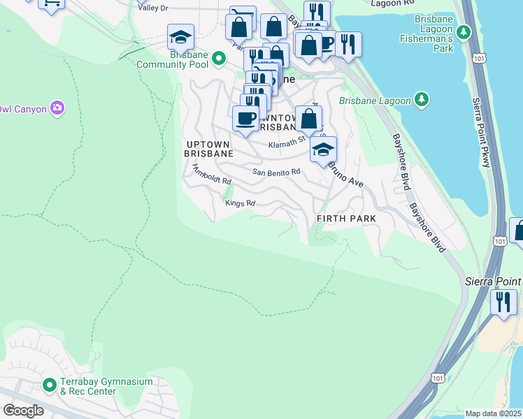 map of restaurants, bars, coffee shops, grocery stores, and more near 360 Kings Road in Brisbane