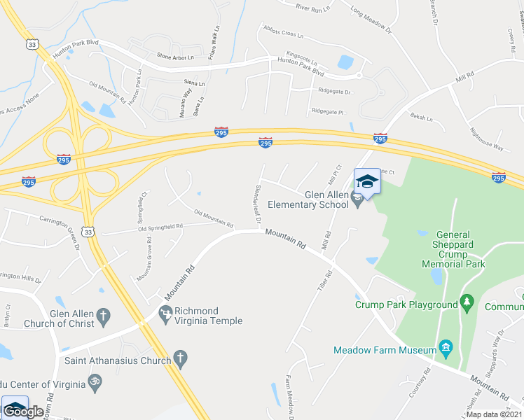 map of restaurants, bars, coffee shops, grocery stores, and more near 11013 Slenderleaf Drive in Glen Allen
