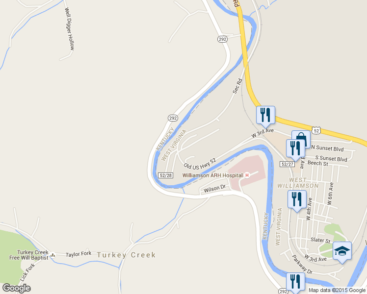 map of restaurants, bars, coffee shops, grocery stores, and more near 407 Persinger Dr in Williamson