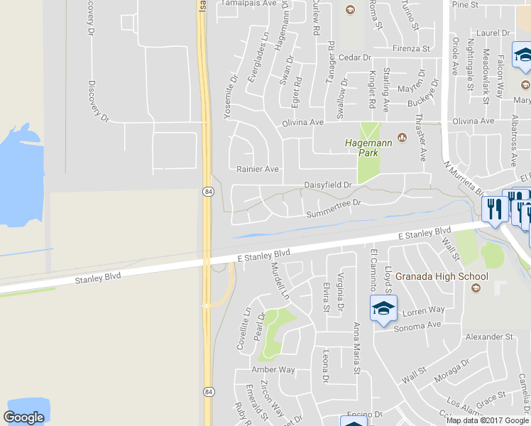 map of restaurants, bars, coffee shops, grocery stores, and more near 191 Summertree Drive in Livermore