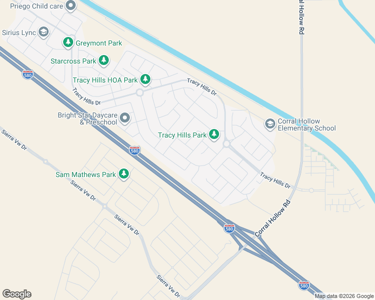 map of restaurants, bars, coffee shops, grocery stores, and more near 7045 Paseo Street in Tracy
