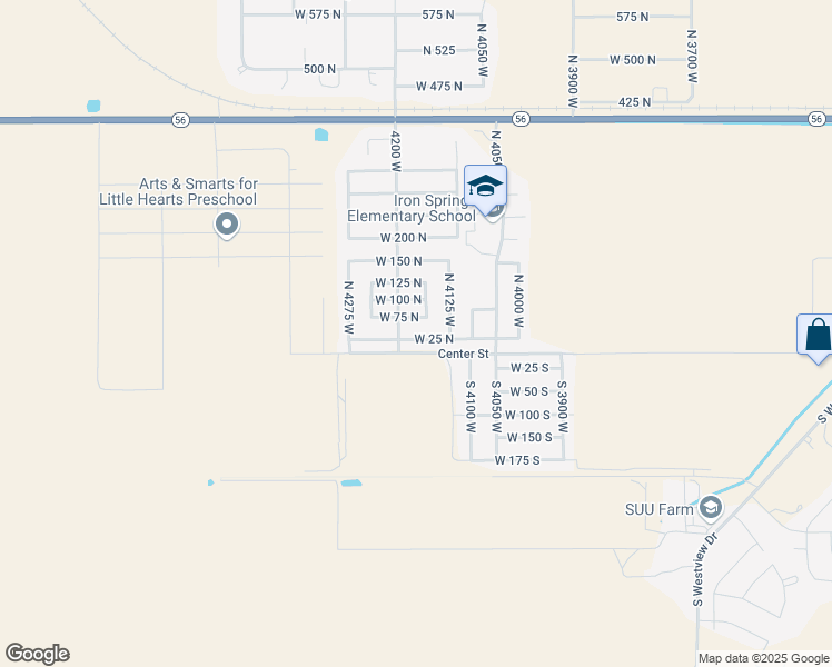 map of restaurants, bars, coffee shops, grocery stores, and more near 4172 West 25 North in Cedar City