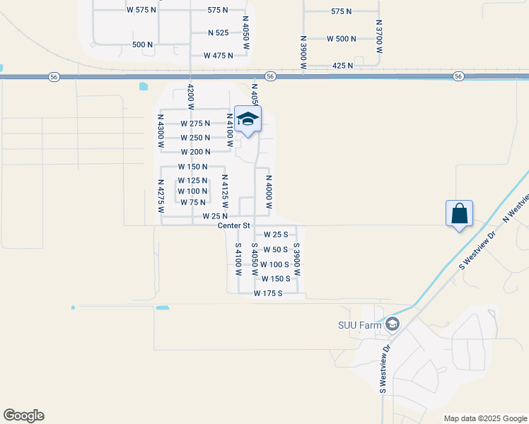map of restaurants, bars, coffee shops, grocery stores, and more near 37 North 4000 West in Cedar City