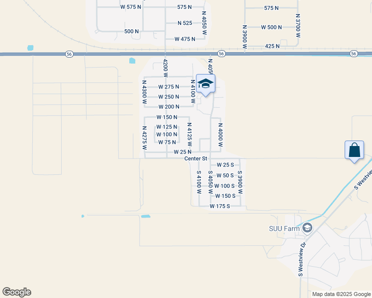 map of restaurants, bars, coffee shops, grocery stores, and more near 4130 West 25 North in Cedar City