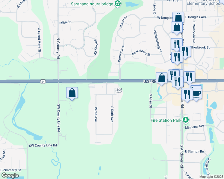 map of restaurants, bars, coffee shops, grocery stores, and more near 533 South Deveron Drive in Andover