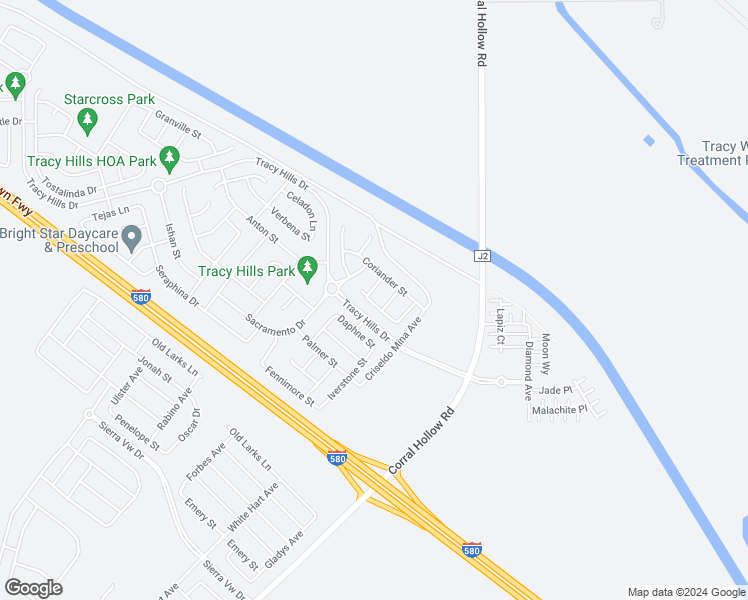 map of restaurants, bars, coffee shops, grocery stores, and more near 6981 Pickering Street in Tracy
