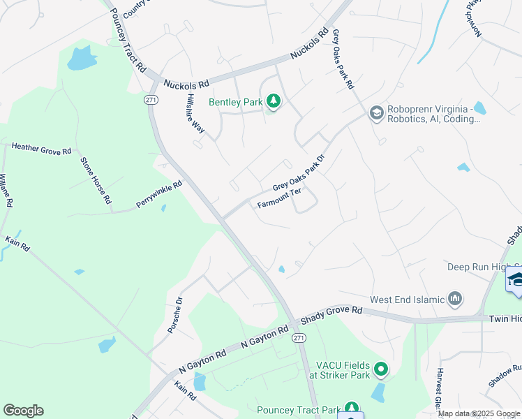 map of restaurants, bars, coffee shops, grocery stores, and more near 5101 Farmount Terrace in Glen Allen