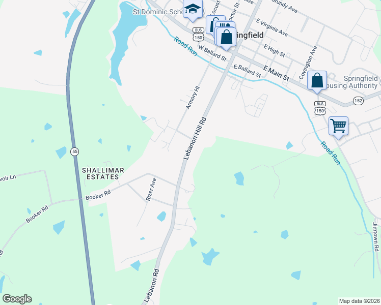 map of restaurants, bars, coffee shops, grocery stores, and more near 213 Lebanon Hill in Springfield