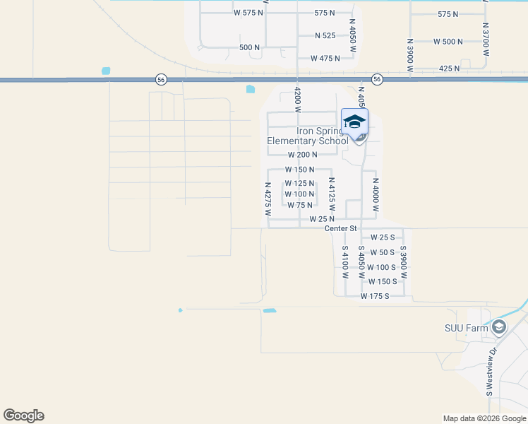 map of restaurants, bars, coffee shops, grocery stores, and more near 45 North 4275 West in Cedar City