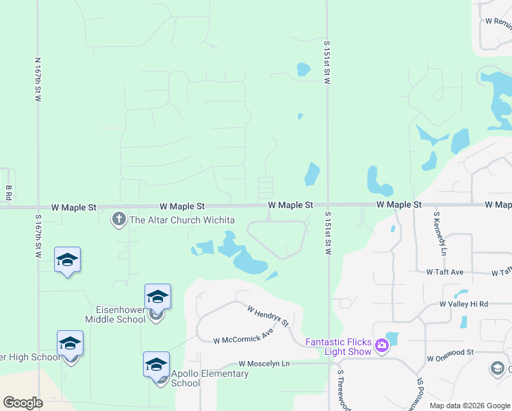 map of restaurants, bars, coffee shops, grocery stores, and more near 15638 West Maple Street in Goddard