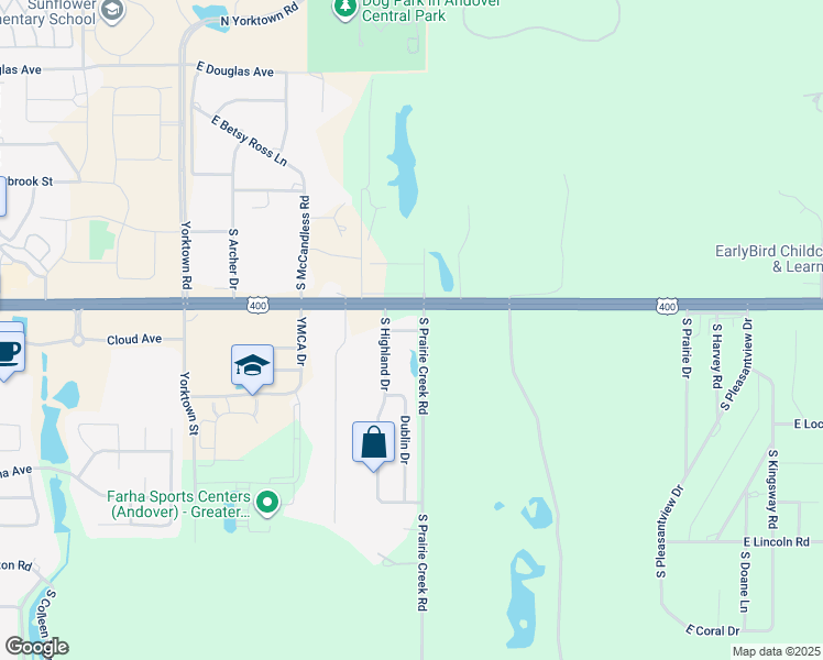 map of restaurants, bars, coffee shops, grocery stores, and more near 1648 Highland Lane in Andover