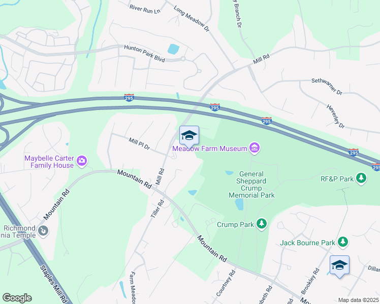 map of restaurants, bars, coffee shops, grocery stores, and more near 11101 Mill Road in Glen Allen