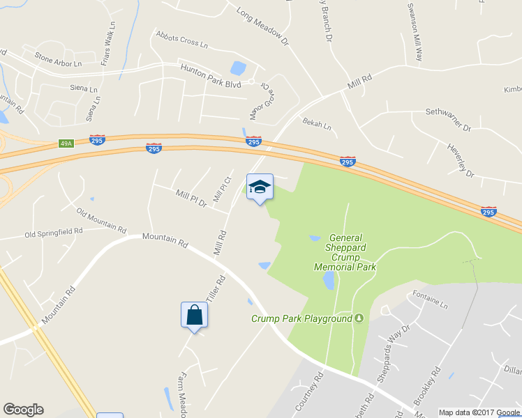 map of restaurants, bars, coffee shops, grocery stores, and more near 11101 Mill Road in Glen Allen
