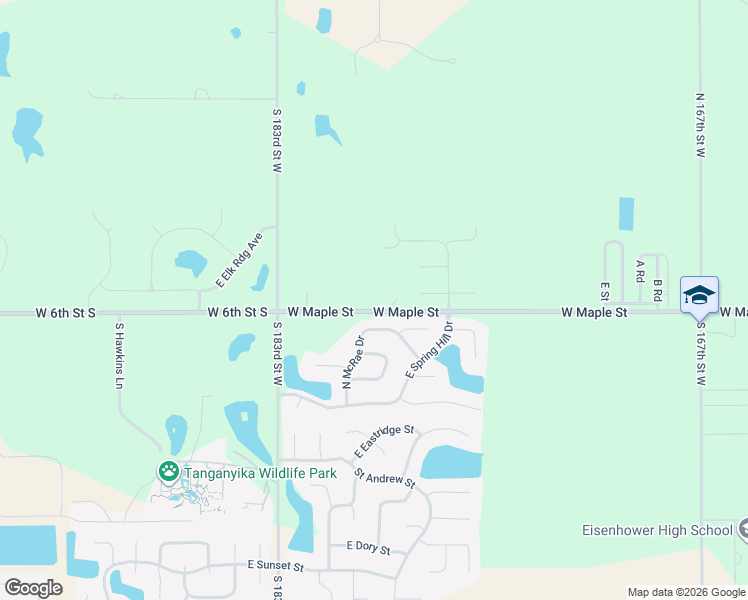 map of restaurants, bars, coffee shops, grocery stores, and more near 18000 West Maple Street in Goddard
