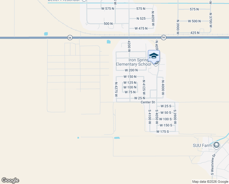 map of restaurants, bars, coffee shops, grocery stores, and more near 45 North 4275 West in Cedar City