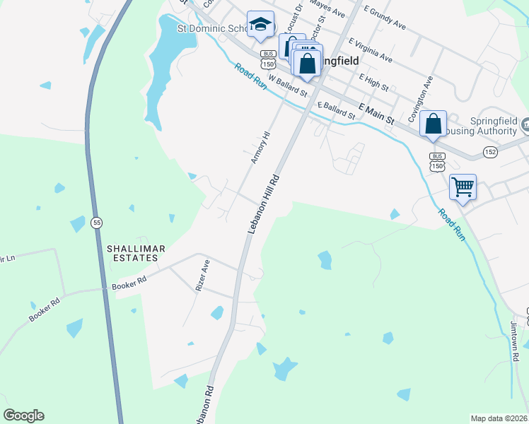 map of restaurants, bars, coffee shops, grocery stores, and more near 213 Lebanon Hill in Springfield