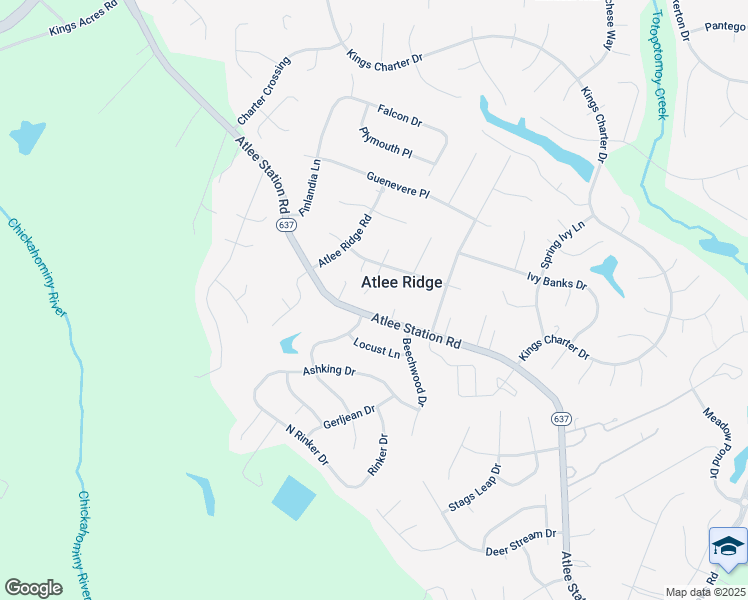 map of restaurants, bars, coffee shops, grocery stores, and more near 10138 Peridot Court South in Mechanicsville