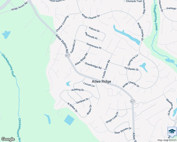 map of restaurants, bars, coffee shops, grocery stores, and more near 10140 Peridot Court South in Mechanicsville
