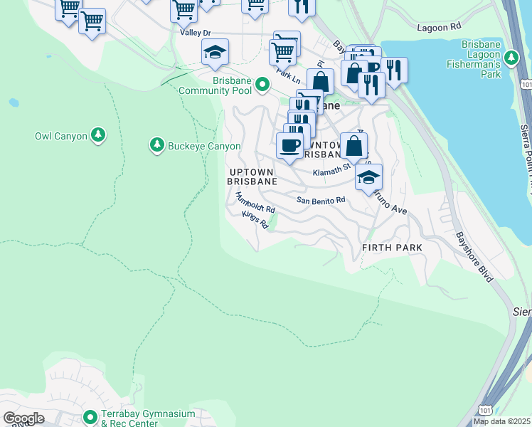 map of restaurants, bars, coffee shops, grocery stores, and more near 645 Humboldt Road in Brisbane