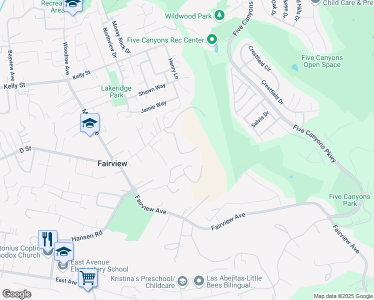 map of restaurants, bars, coffee shops, grocery stores, and more near 24430 Machado Court in Hayward