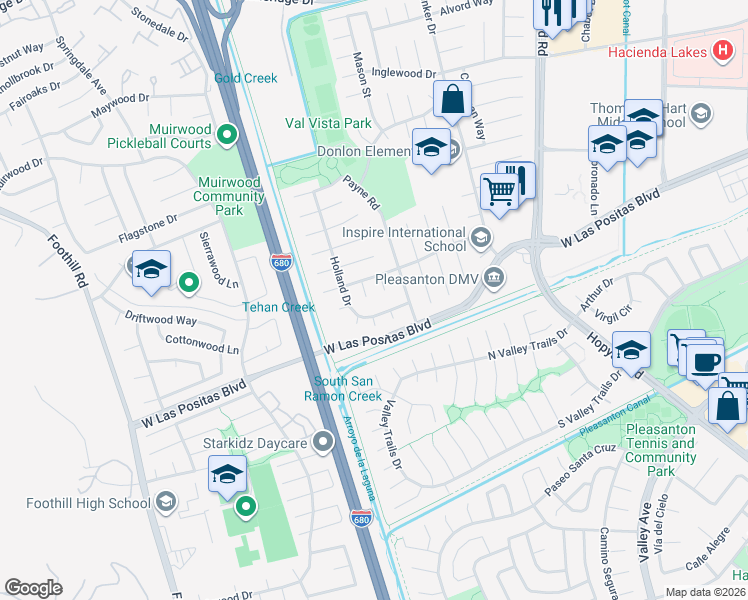 map of restaurants, bars, coffee shops, grocery stores, and more near 4274 Nova Court in Pleasanton