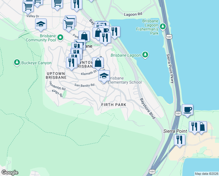 map of restaurants, bars, coffee shops, grocery stores, and more near 15 Glen Park Way in Brisbane