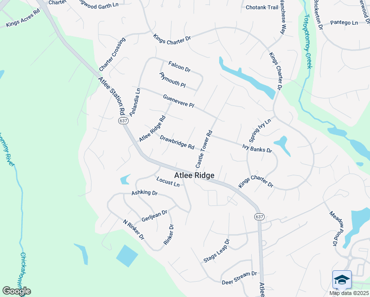 map of restaurants, bars, coffee shops, grocery stores, and more near 9315 Drawbridge Road in Mechanicsville