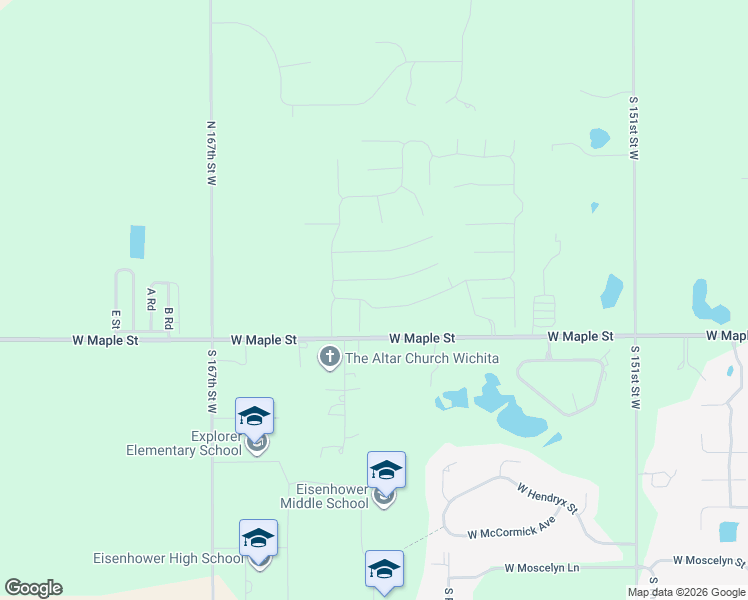 map of restaurants, bars, coffee shops, grocery stores, and more near 15638-16298 West Maple Street in Goddard