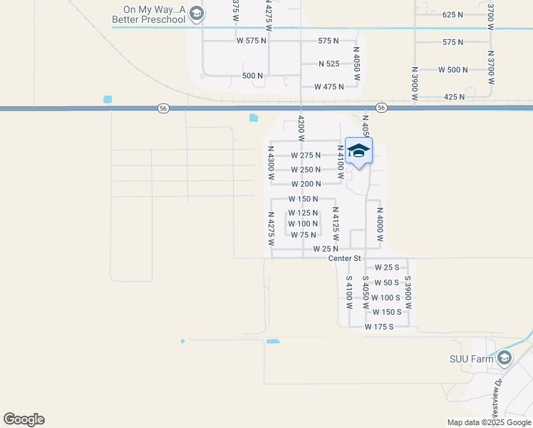 map of restaurants, bars, coffee shops, grocery stores, and more near 123 North 4275 West in Cedar City