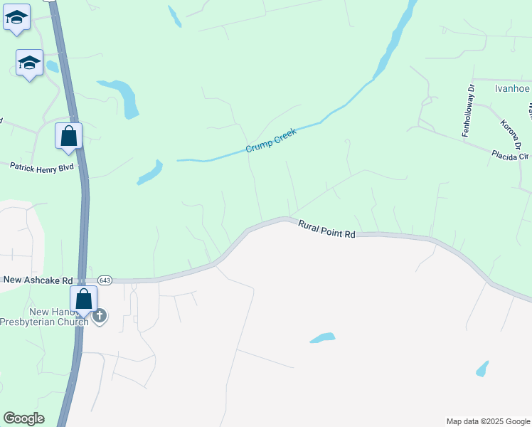 map of restaurants, bars, coffee shops, grocery stores, and more near 7698 Rural Point Road in Mechanicsville
