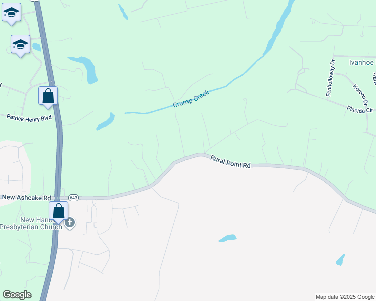 map of restaurants, bars, coffee shops, grocery stores, and more near 7698 Rural Point Road in Mechanicsville