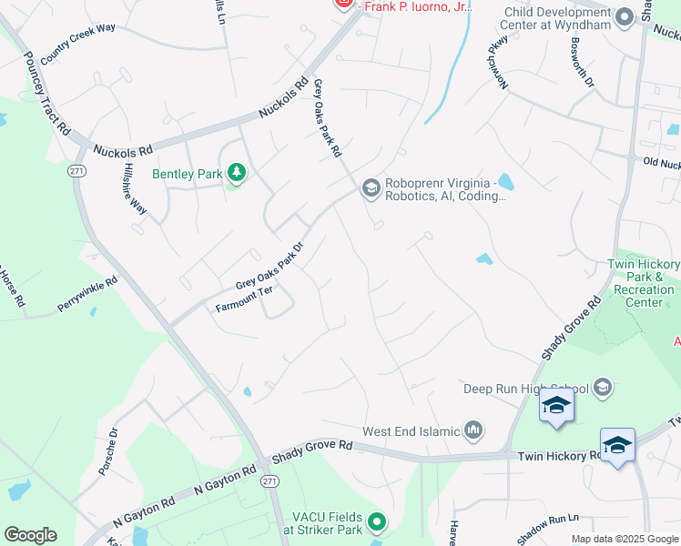 map of restaurants, bars, coffee shops, grocery stores, and more near 11900 Westcott Ridge Terrace in Glen Allen