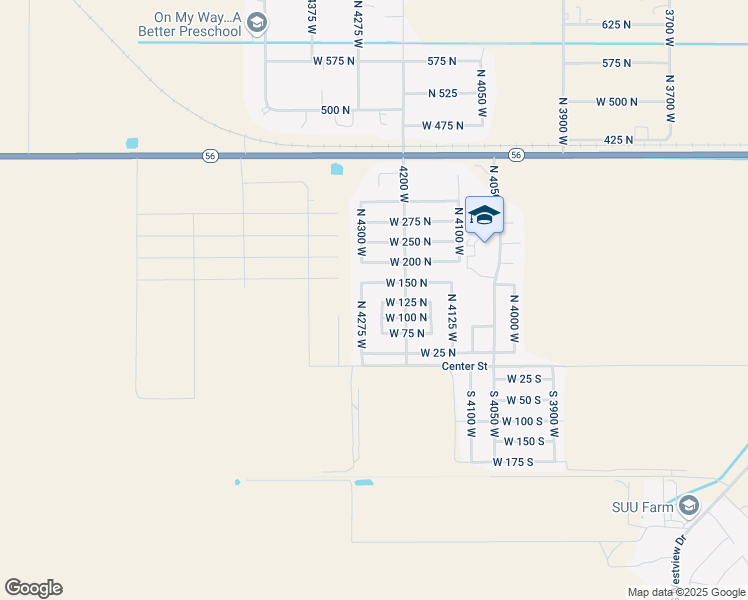 map of restaurants, bars, coffee shops, grocery stores, and more near 123 North 4250 West in Cedar City