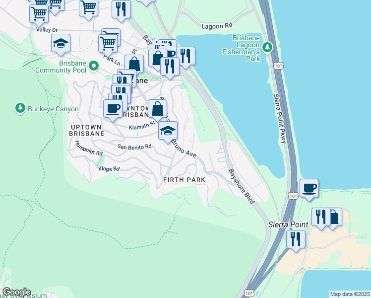 map of restaurants, bars, coffee shops, grocery stores, and more near 15 Glen Park Way in Brisbane