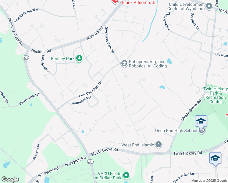 map of restaurants, bars, coffee shops, grocery stores, and more near 11900 Westcott Ridge Terrace in Glen Allen