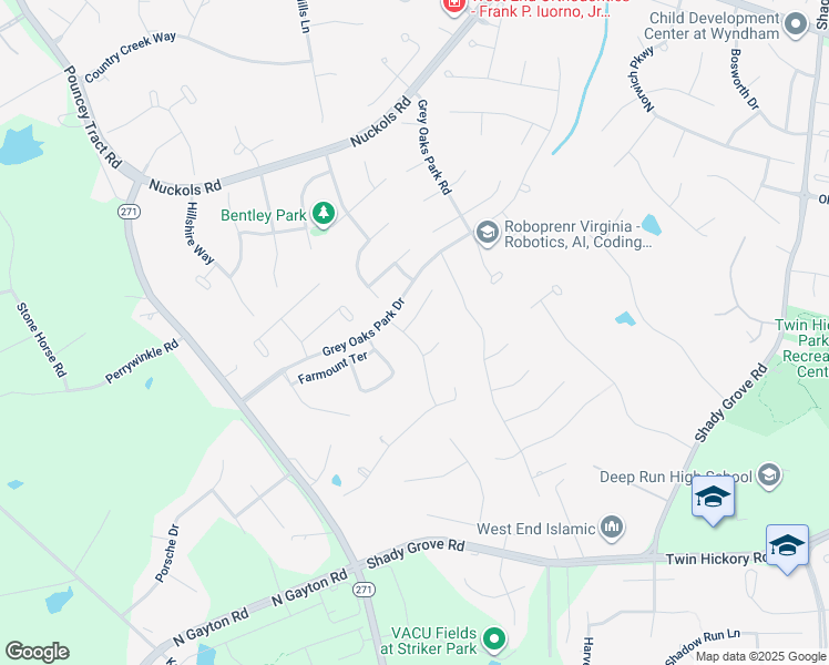 map of restaurants, bars, coffee shops, grocery stores, and more near 5032 Westcott Ridge Drive in Glen Allen