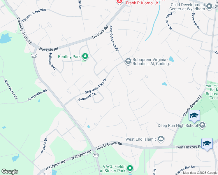 map of restaurants, bars, coffee shops, grocery stores, and more near 5032 Westcott Ridge Drive in Glen Allen
