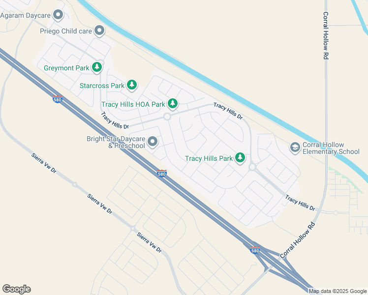 map of restaurants, bars, coffee shops, grocery stores, and more near 6865 Paseo Street in Tracy