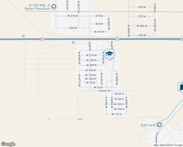 map of restaurants, bars, coffee shops, grocery stores, and more near 4184 West 125 North in Cedar City