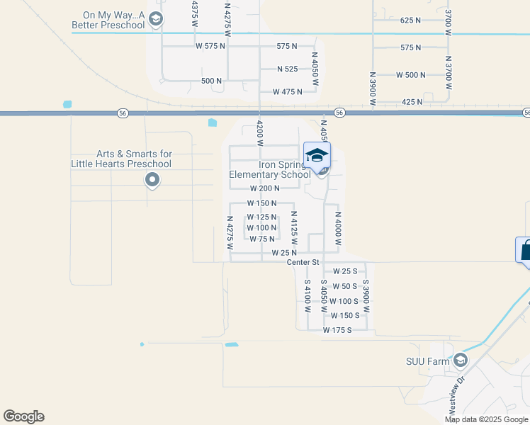 map of restaurants, bars, coffee shops, grocery stores, and more near 4180 West 125 North in Cedar City
