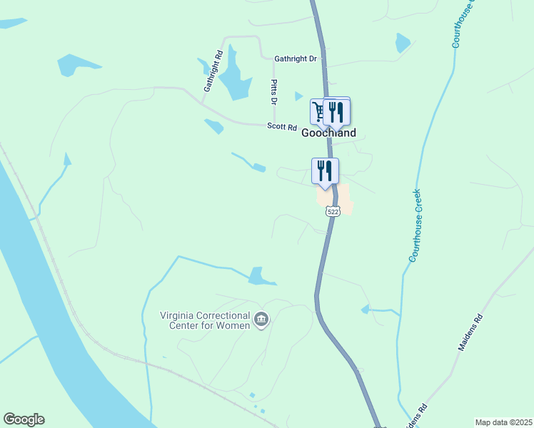 map of restaurants, bars, coffee shops, grocery stores, and more near 3013 Swann's Inn Crescent in Goochland