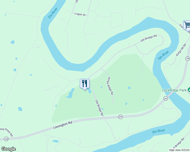 map of restaurants, bars, coffee shops, grocery stores, and more near 106 Old Bridge Road in Danville