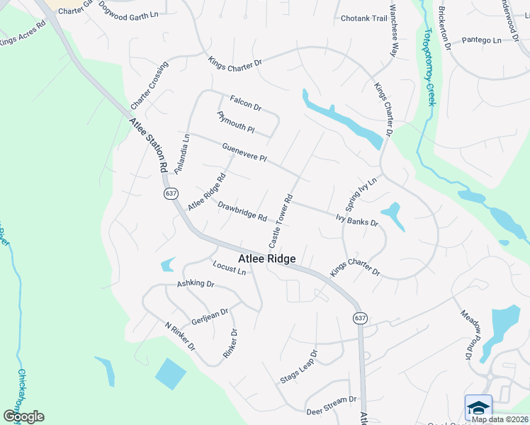 map of restaurants, bars, coffee shops, grocery stores, and more near 9310 Drawbridge Road in Mechanicsville