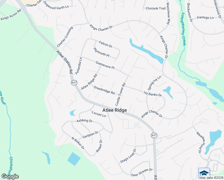 map of restaurants, bars, coffee shops, grocery stores, and more near 9310 Drawbridge Road in Mechanicsville